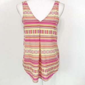Everly V Neck Pink And Yellow Striped Top